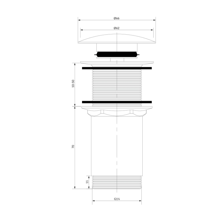 OMNIRES A716CP - Afløb til håndvask CLICK-CLACK diameter 6,6 cm skinnende kobber