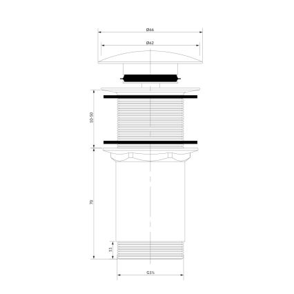 OMNIRES A716GR - Afløb til håndvask CLICK-CLACK diameter 6,6 cm børstet grafit