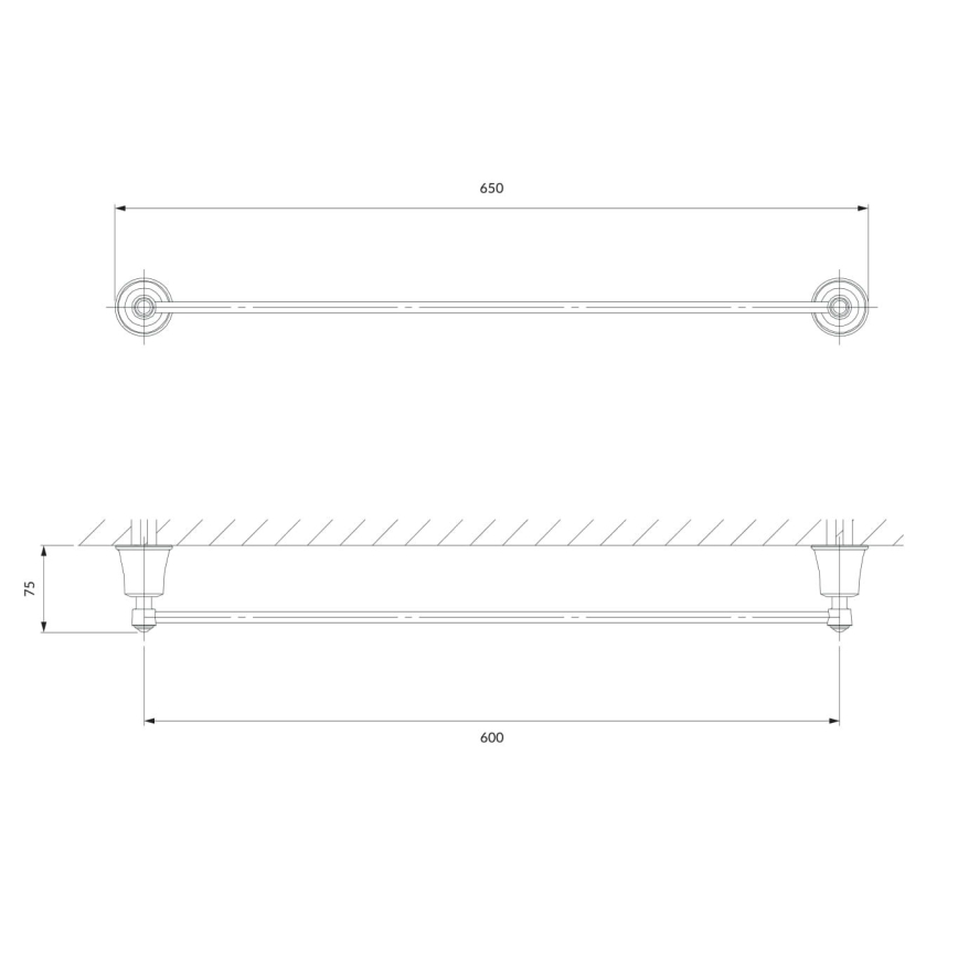 OMNIRES AL53216CR - Væghængt håndklædestang ART LINE 65 cm skinnende krom