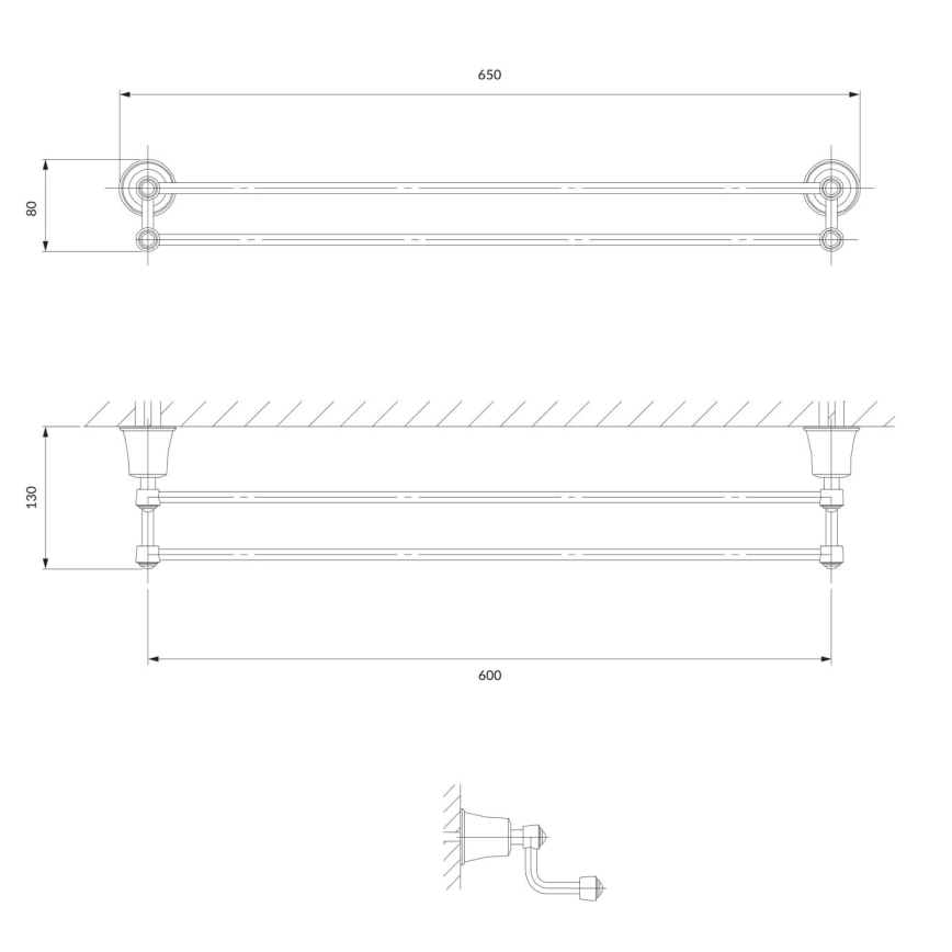 OMNIRES AL53226CR - Væghængt håndklædestang ART LINE 65 cm skinnende krom
