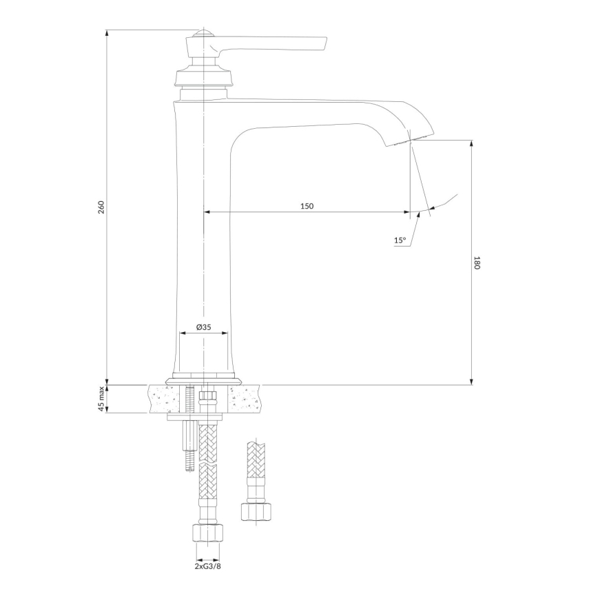 OMNIRES AM5212CR - Hane ARMANCE 26 cm skinnende krom
