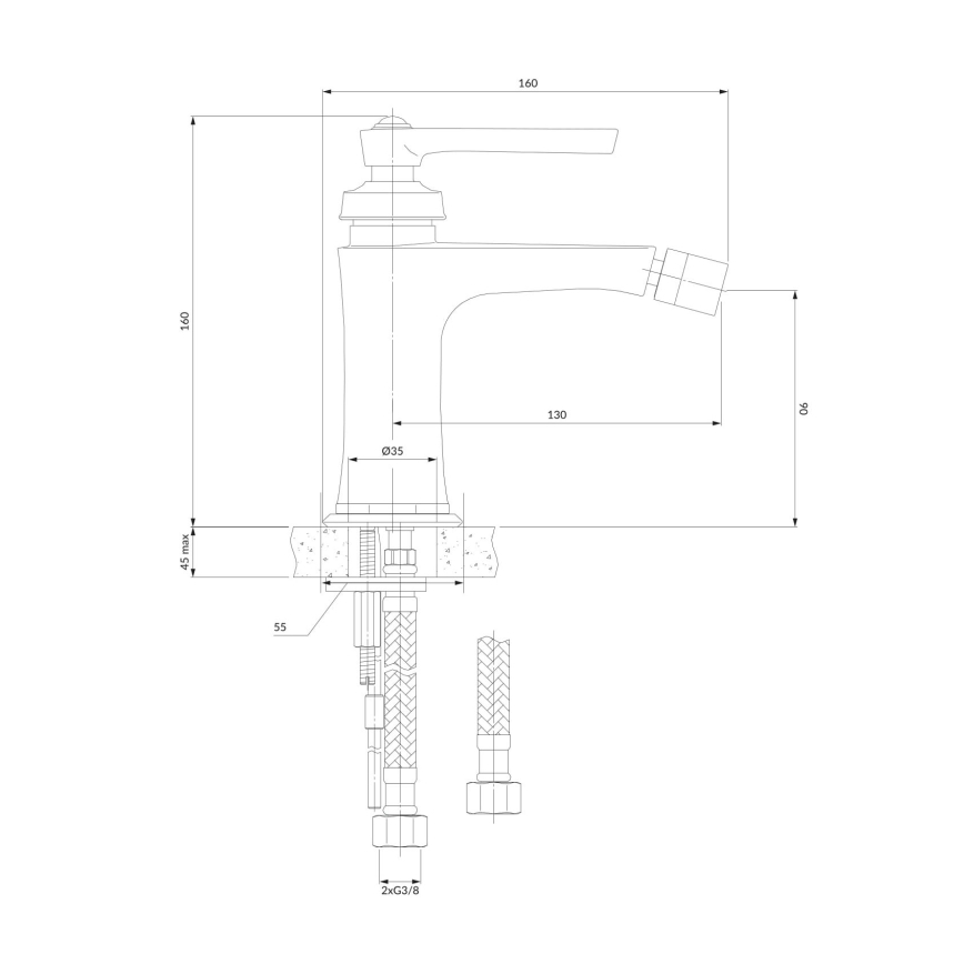 OMNIRES AM5220CR - Bidethane ARMANCE 16 cm skinnende krom