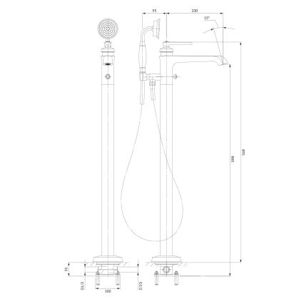OMNIRES AM5233CR - Fritstående badekarssæt med ARMANCE armatur i blank krom