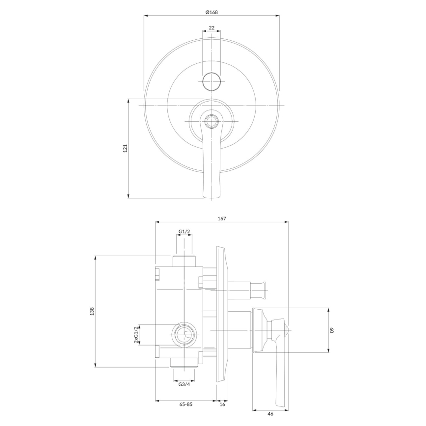 OMNIRES AM5235CR - Brusehane for skjult installation ARMANCE skinnende krom