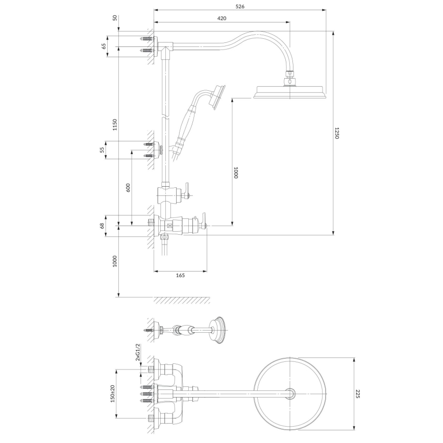 OMNIRES AM5244/6CR - Brusesæt m. termostathane ARMANCE skinnende krom