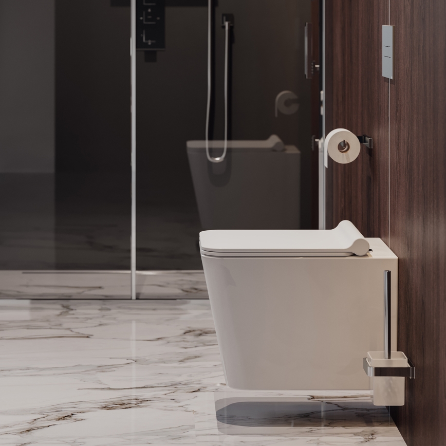 OMNIRES BOSTONMWBP - Væghængt toilet med toiletsæde SoftClose BOSTON keramik/skinnende hvid