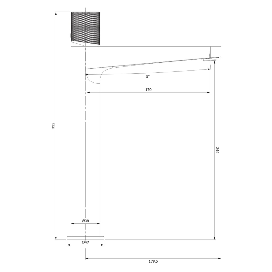 OMNIRES CT8012AT - CONTOUR håndvaskarmatur 31,2 cm børstet antracit