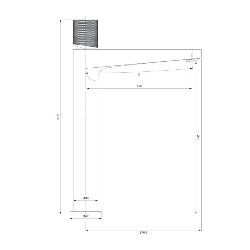 OMNIRES CT8012GLB - Hane CONTOUR 31,2 cm jord guldfarvet