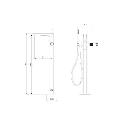 OMNIRES CT8033CR - Fritstående badesæt med hane CONTOUR skinnende krom