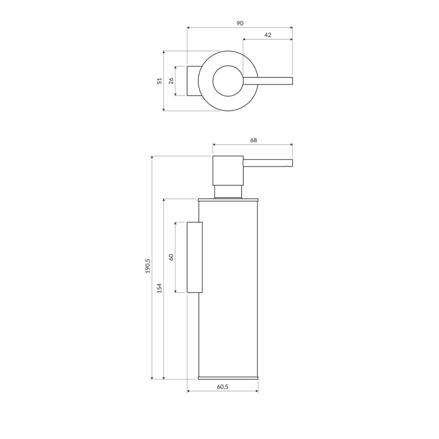 OMNIRES MP60721BL - Væghængt sæbedispenser MODERN PROJECT 150 ml mat sort