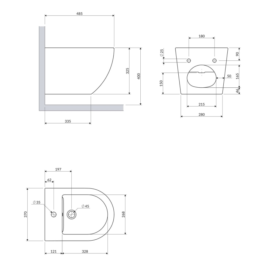 OMNIRES OTTAWABIBP - Væghængt bidet OTTAWA keramik/højglans hvid