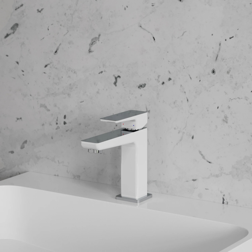 OMNIRES PM7410CRB - Håndvaskarmatur PARMA 15 cm blank krom/hvid