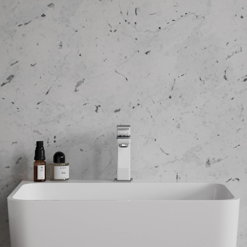 OMNIRES PM7410CRB - Håndvaskarmatur PARMA 15 cm blank krom/hvid