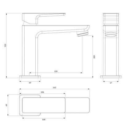 OMNIRES PM7410GR - Håndvaskarmatur PARMA 15 cm, børstet grafit