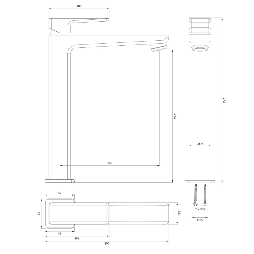 OMNIRES PM7412CRB - Hane PARMA 27,3 cm skinnende krom/hvid