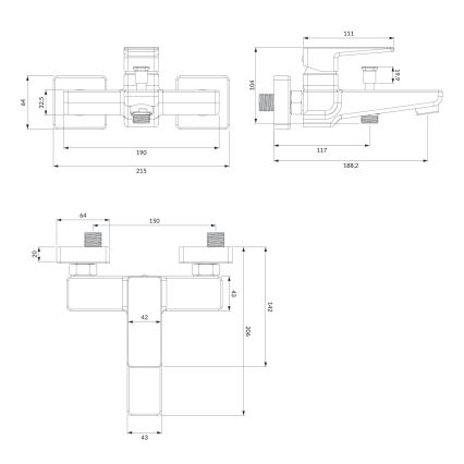 OMNIRES PM7430BL - Hane til badekar PARMA mat sort