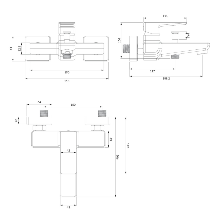OMNIRES PM7430BL - Hane til badekar PARMA mat sort