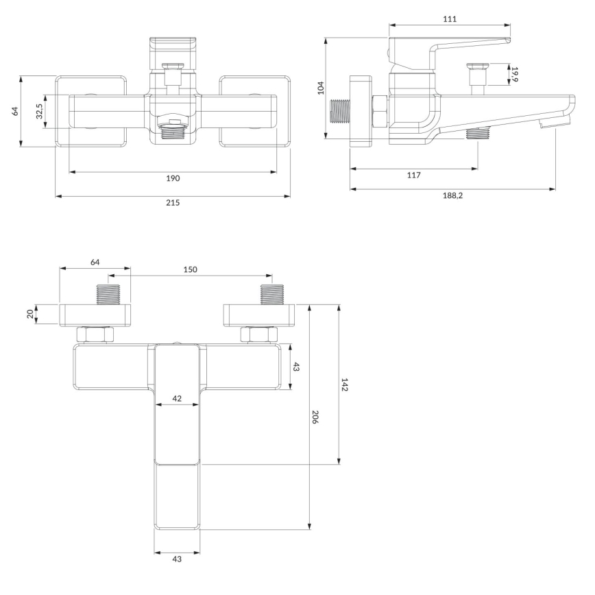 OMNIRES PM7430CR - Hane til badekar PARMA skinnende krom