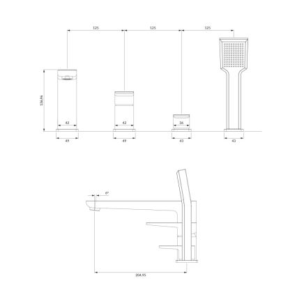 OMNIRES PM7432BL - Hane til badekar 4-huls PARMA mat sort
