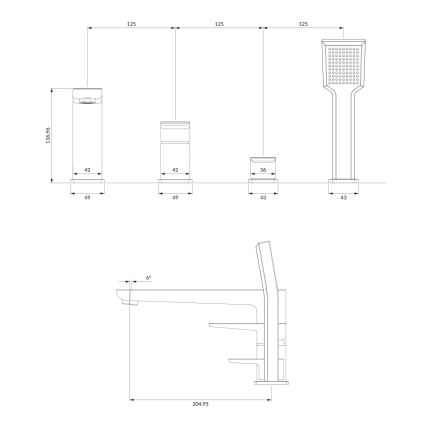 OMNIRES PM7432CR - Hane til badekar 4-huls PARMA skinnende krom