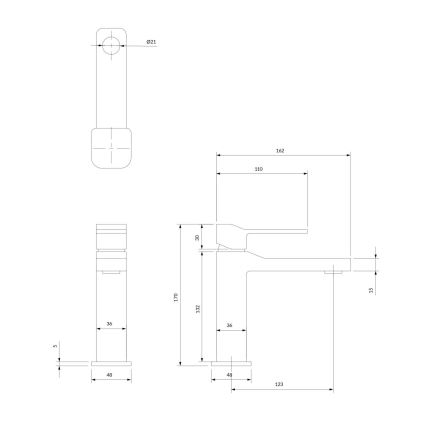 OMNIRES SL7710GR - Hane SLIDE 17 cm børstet grafit