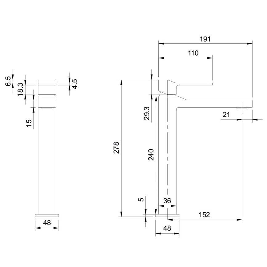 OMNIRES SL7712CR - Hane SLIDE 27,8 cm skinnende krom