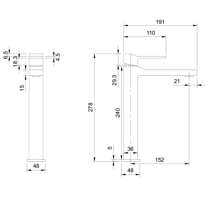 OMNIRES SL7712GR - Hane SLIDE 27,8 cm børstet grafit