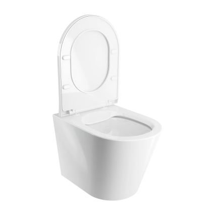 OMNIRES TAMPAMWBP - Væghængt toilet med SoftClose-toiletsæde TAMPA, keramik/blank hvid