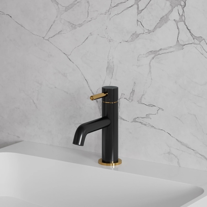 OMNIRES Y1210NBLGL - Håndvaskarmatur Y 16,2 cm satinmat sort/skinnende guld