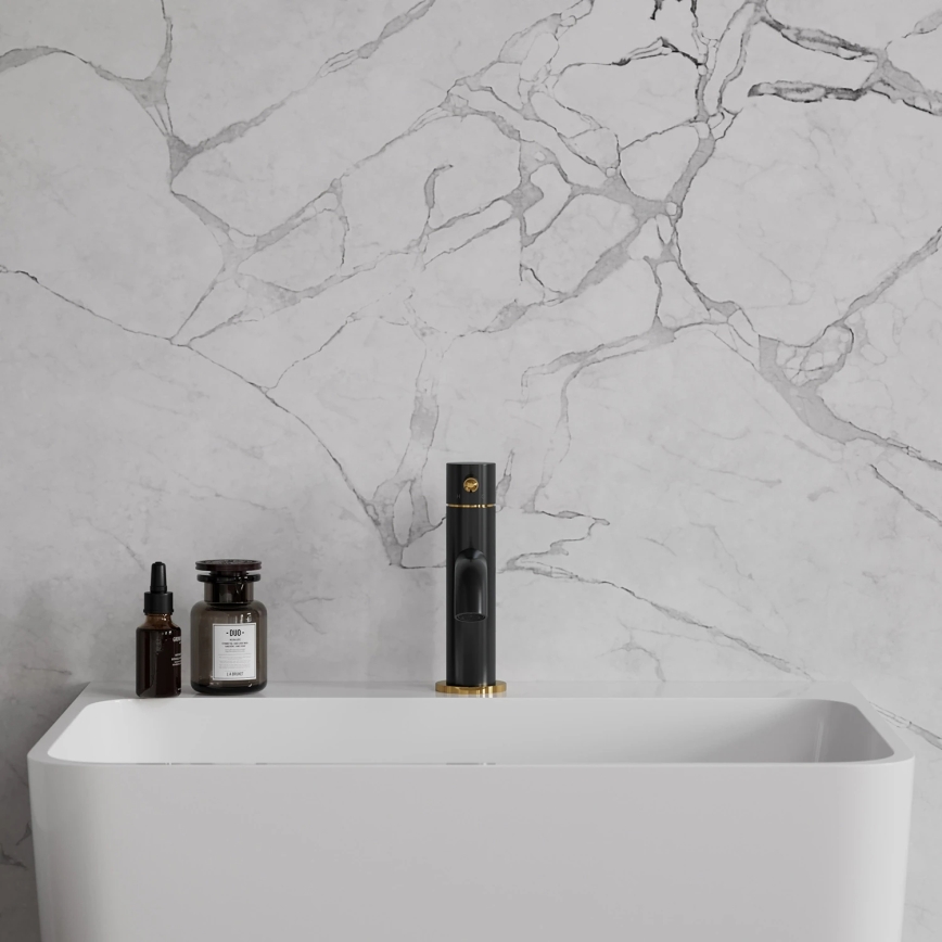 OMNIRES Y1210NBLGL - Håndvaskarmatur Y 16,2 cm satinmat sort/skinnende guld