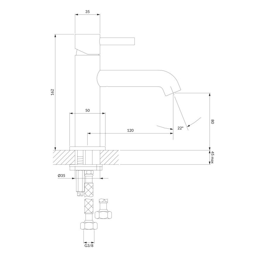OMNIRES Y1210NBSB - Håndvaskarmatur Y 16,2 cm børstet messing