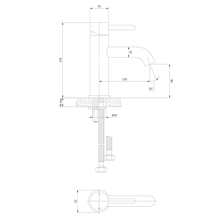 OMNIRES Y1210STCR - Hane Y 17,8 cm skinnende krom