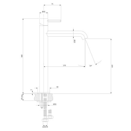 OMNIRES Y1212BL - Hane Y 30,8 cm semi-mat sort