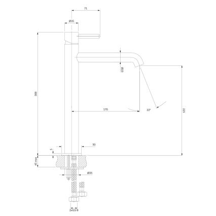 OMNIRES Y1212BLGL - Hane Y 30,8 cm semi-mat sort/skinnende gylden