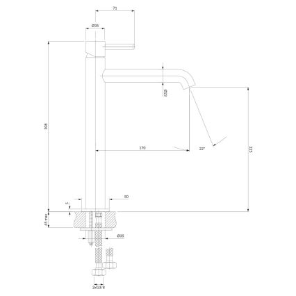OMNIRES Y1212GLB - Hane Y 30,8 cm jord guldfarvet