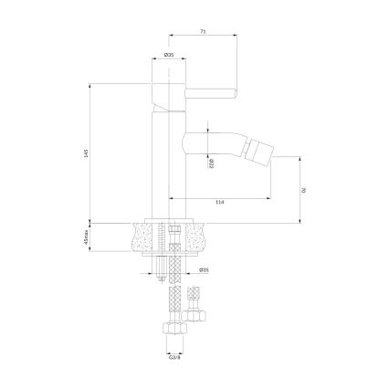 OMNIRES Y1220CR - Bidethane Y 14,5 cm skinnende krom