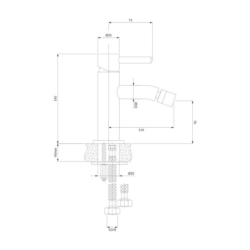OMNIRES Y1220CR - Bidethane Y 14,5 cm skinnende krom