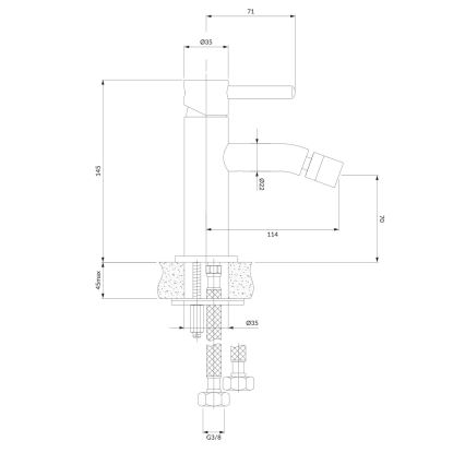 OMNIRES Y1220GLB - Bidethane Y 14,5 cm jord guldfarvet
