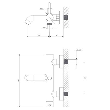 OMNIRES Y1230CR - Hane til badekar Y skinnende krom