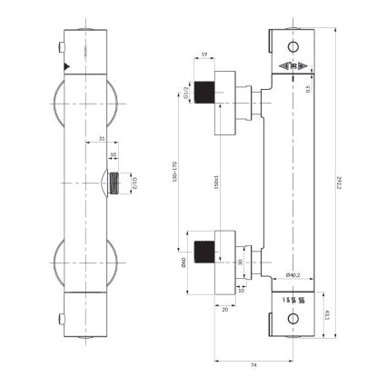 OMNIRES Y1246XCR - Termostathane til bruser Y skinnende krom