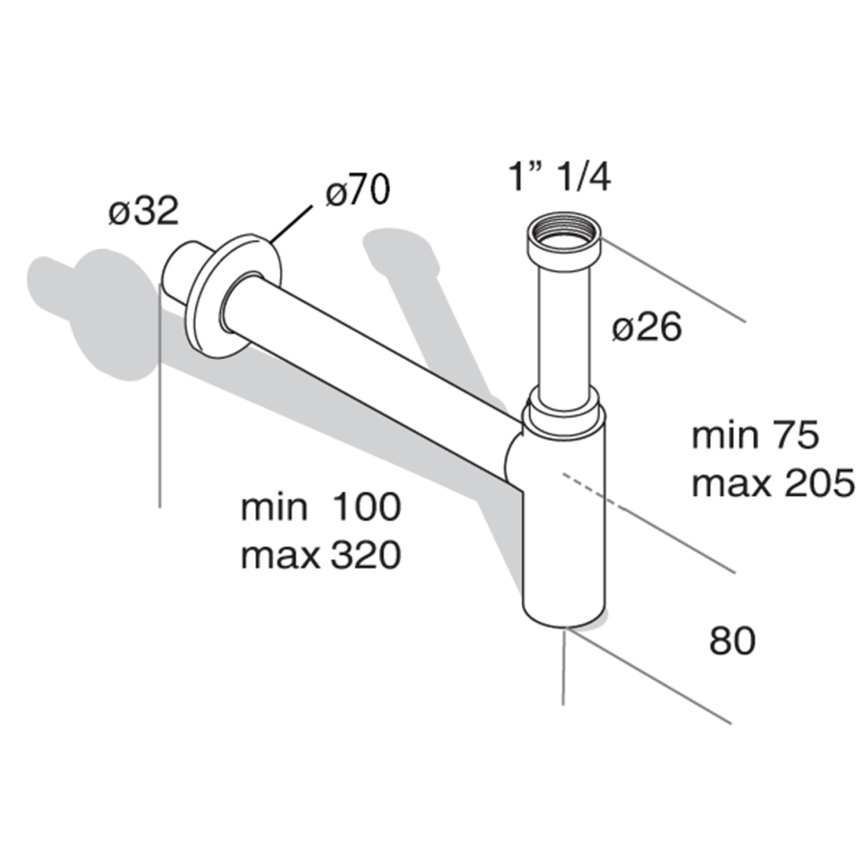Omp tea - Vaskesifon MINITOTI DN32 mat sort