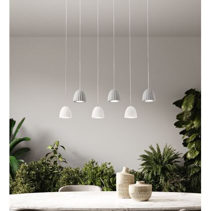 Ondaluce - CONCRETE pendel på wire 1xGU10/7,5W/230V Ø 10,5 cm beton/hvid
