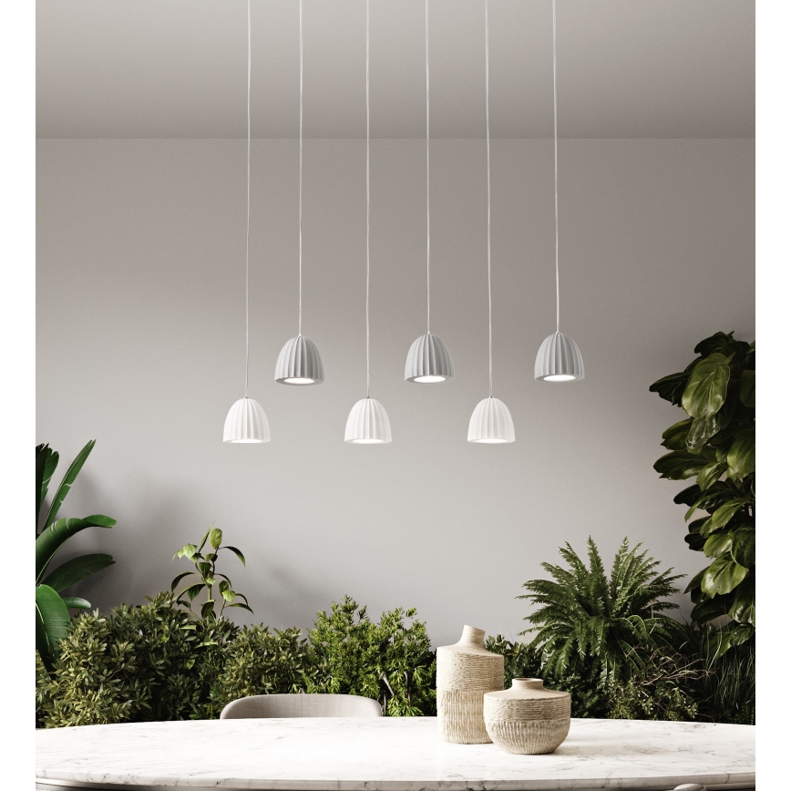 Ondaluce - CONCRETE pendel på wire 1xGU10/7,5W/230V Ø 10,5 cm beton/hvid