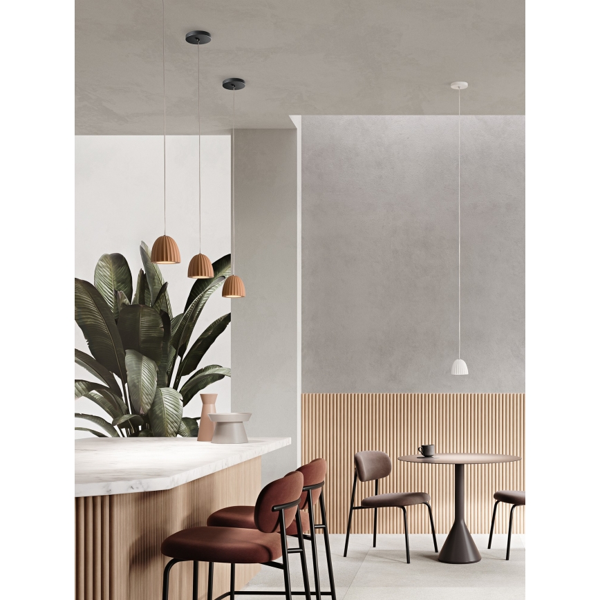 Ondaluce - CONCRETE pendel på wire 1xGU10/7,5W/230V Ø 10,5 cm beton/hvid