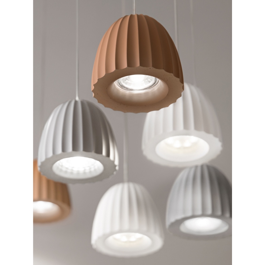 Ondaluce - CONCRETE pendel på wire 1xGU10/7,5W/230V Ø 10,5 cm beton/hvid