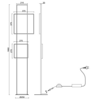Ondaluce - Dæmpbar LED-gulvlampe DOWEL LED/77W/230V 166 cm guldfarvet
