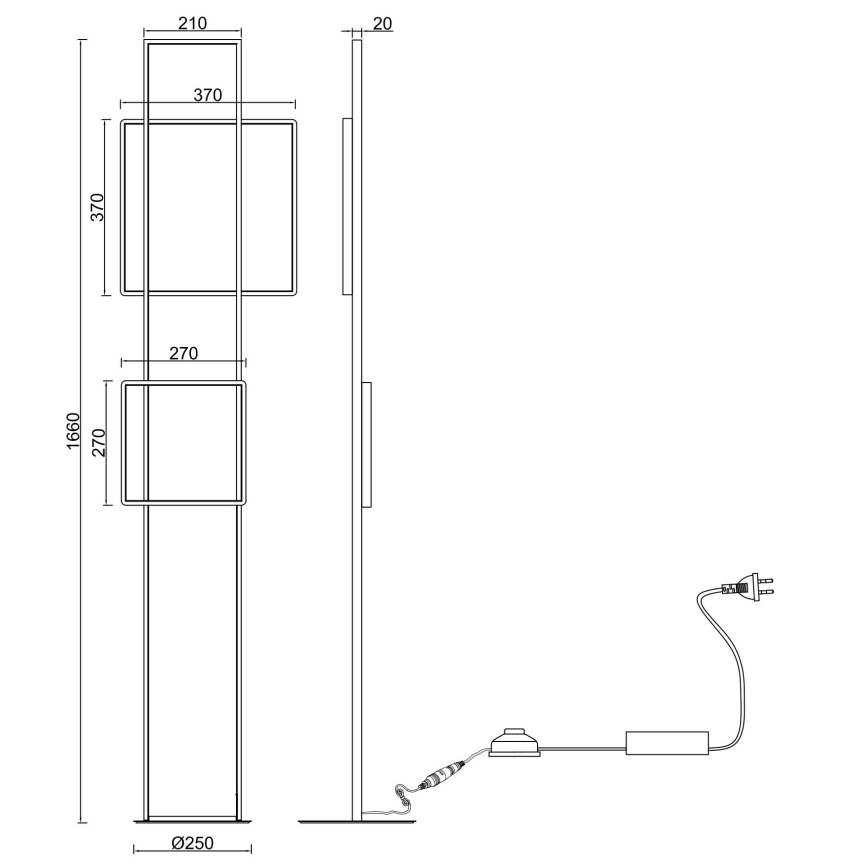 Ondaluce - Dæmpbar LED-gulvlampe DOWEL LED/77W/230V 166 cm guldfarvet