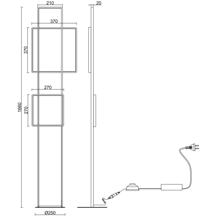 Ondaluce - Dæmpbar LED-gulvlampe DOWEL LED/77W/230V 166 cm sølv