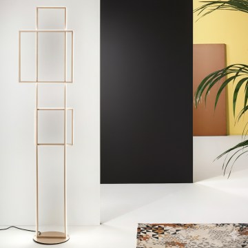 Ondaluce - Dæmpbar LED-gulvlampe DOWEL LED/77W/230V, guldfarvet