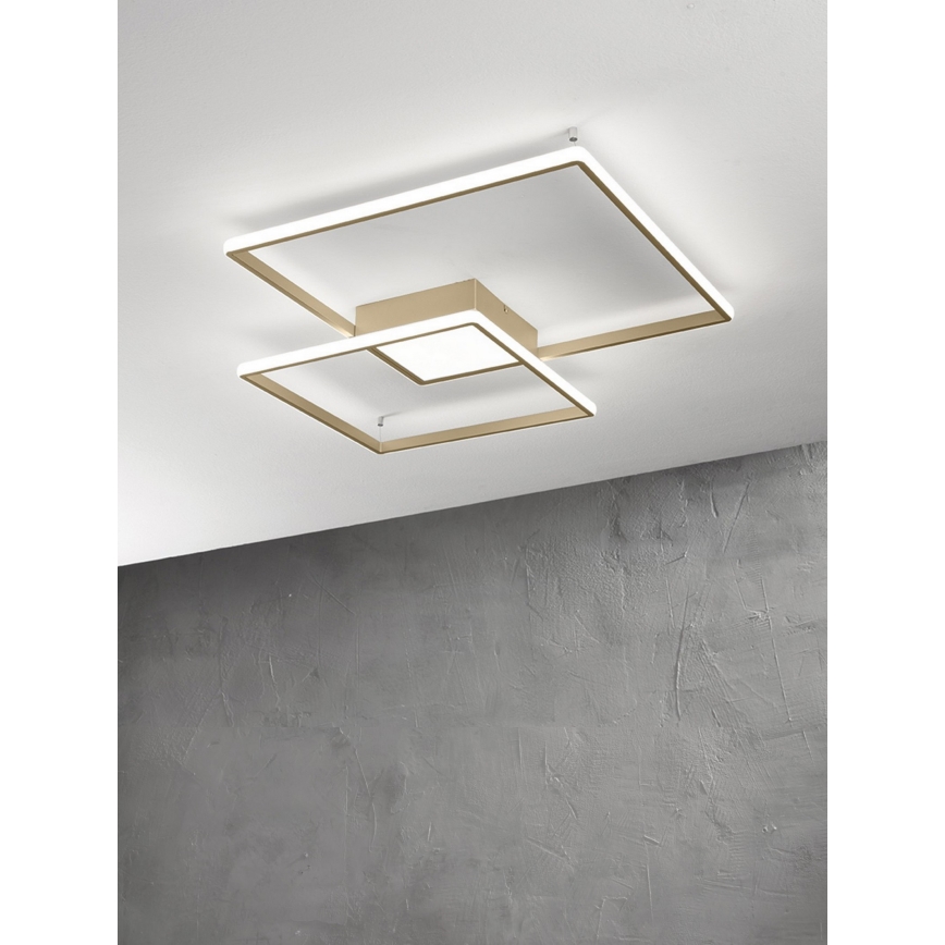 Ondaluce - Dæmpbar LED-loftlampe DOWEL LED/46W/230V 55x55 cm guld